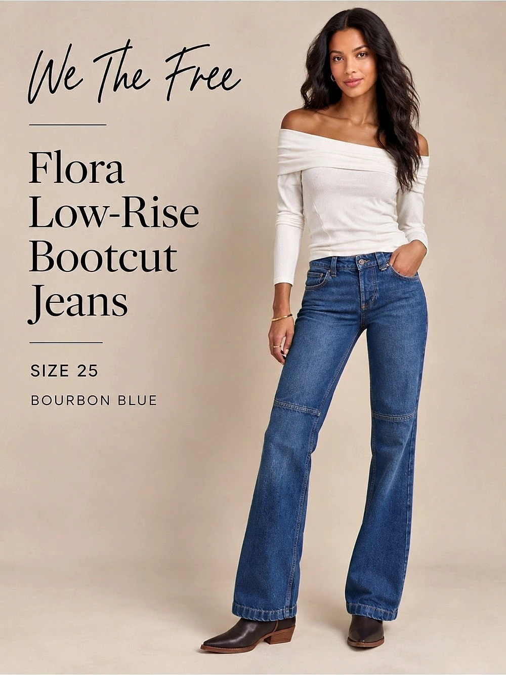 Free People We The Free Flora Low-Rise Bootcut Jeans Bourbon Blue Size 25